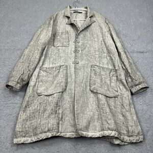 Umit Unal Jacket Womens Medium Grey Avant Garde Lagenlook Button Dyed Linen Coat